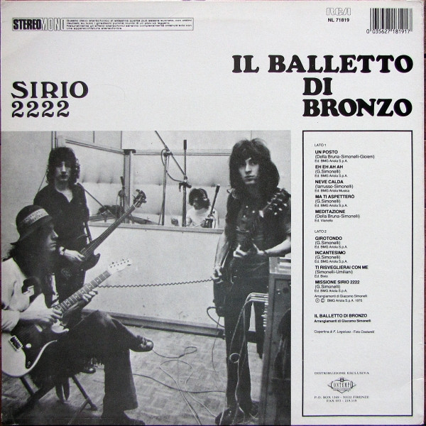 Il Balletto Di Bronzo - Sirio 2222 | RCA Italiana (NL 71819) - 2