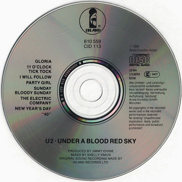 U2 - Under A Blood Red Sky (Live) | Island Records (610 559) - 3 U2 - Under A Blood Red Sky (Live) | Island Records (610 559) - 3