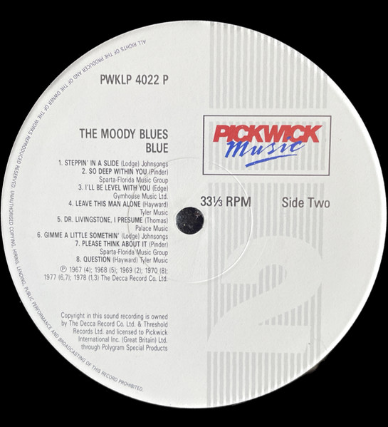 The Moody Blues - Blue | Pickwick Music (PWKLP 4022 P) - 4 The Moody Blues - Blue | Pickwick Music (PWKLP 4022 P) - 4