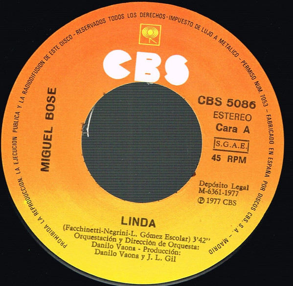 Miguel Bosé - Linda | CBS (CBS 5086) - 3