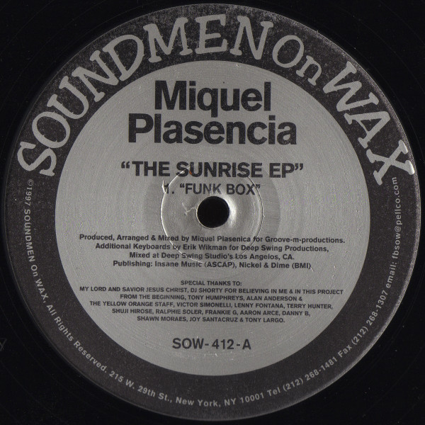 Miguel Plasencia - The Sunrise EP | Soundmen On Wax (SOW-412)