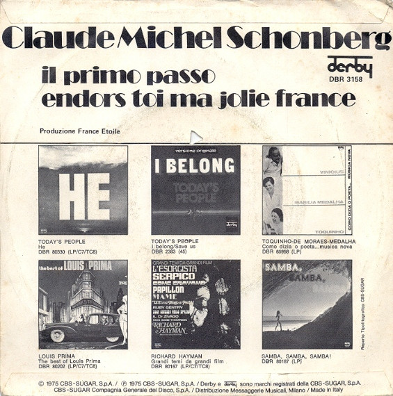 Claude-Michel Schönberg - Il Primo Passo | Derby (DBR 3158) - 2