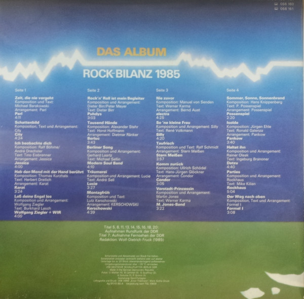 Various - Das Album - Rock-Bilanz 1985 | Amiga (8 56 160-161) - 3