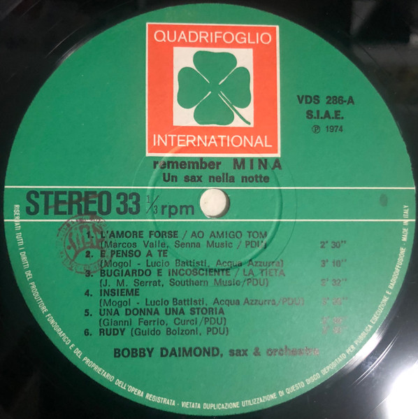 Bobby Daimond Sax & Orchestra - Remember Mina - Un Sax nella Notte | Quadrifoglio International (VDS 286) - 3 Bobby Daimond Sax & Orchestra - Remember Mina - Un Sax nella Notte | Quadrifoglio International (VDS 286) - 3