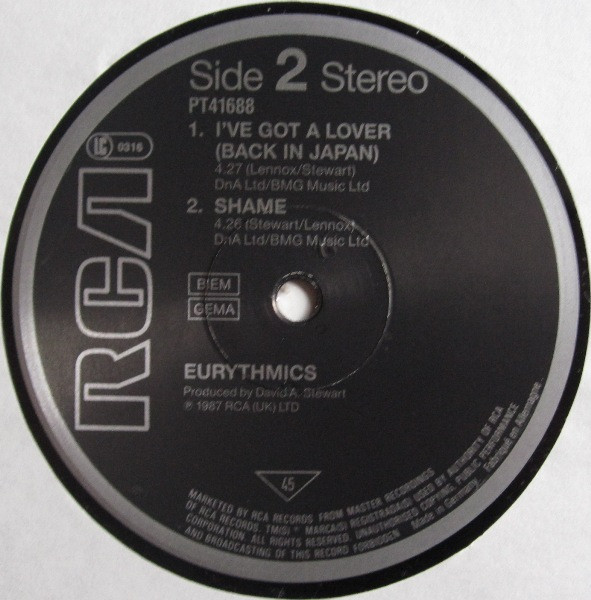 Eurythmics - Shame | RCA (PT41688) - 4 Eurythmics - Shame | RCA (PT41688) - 4