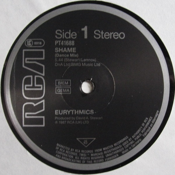 Eurythmics - Shame | RCA (PT41688) - 3 Eurythmics - Shame | RCA (PT41688) - 3
