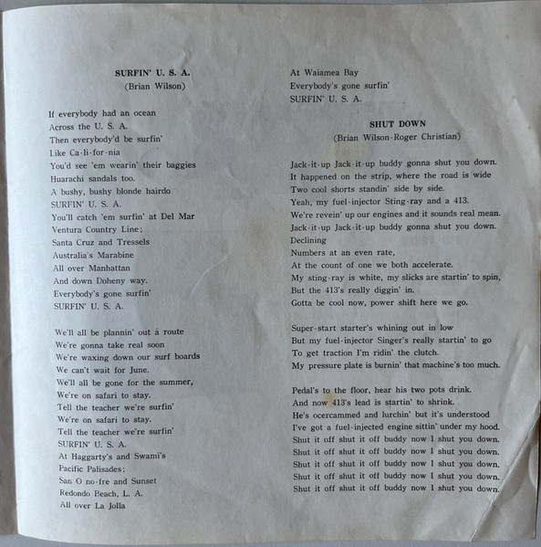 The Beach Boys = The Beach Boys - サーフィン・U.S.A = Surfin' U.S.A. / シャット・ダウン = Shut Down | Capitol Records (7P-285) - 3 The Beach Boys = The Beach Boys - サーフィン・U.S.A = Surfin' U.S.A. / シャット・ダウン = Shut Down | Capitol Records (7P-285) - 3