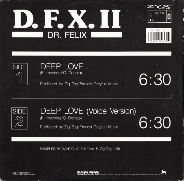 D.F.X. , Dr. Felix - Deep Love | ZYX Records (ZYX 6217-12) - 2