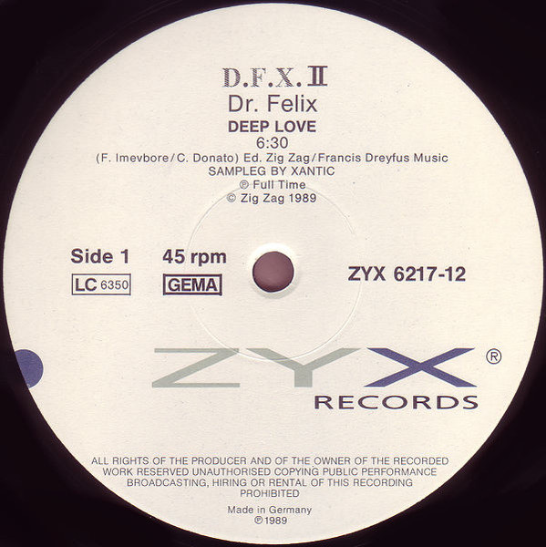 D.F.X. , Dr. Felix - Deep Love | ZYX Records (ZYX 6217-12) - 3