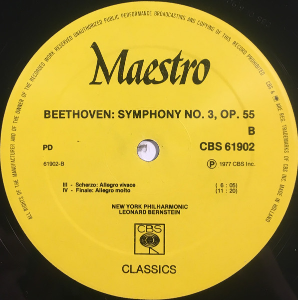 Ludwig van Beethoven - Leonard Bernstein , New York Philharmonic - Symphonies No.3 Eroica | CBS (61902) - 4