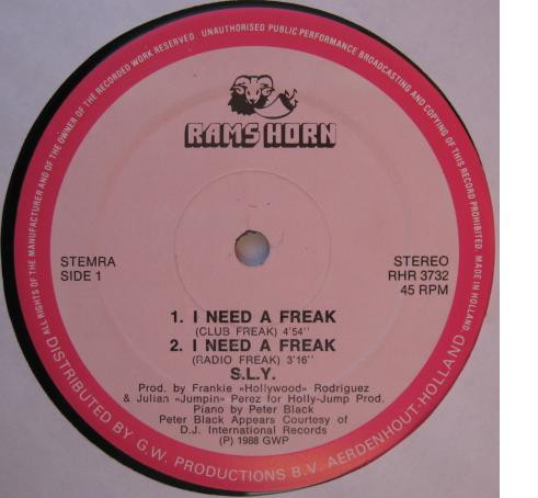 S.L.Y. - I Need A Freak | Rams Horn Records (RHR 3732) - main