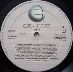Asia - Asia | Geffen Records (GEF 85577) - 3
