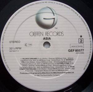 Asia - Asia | Geffen Records (GEF 85577) - 4