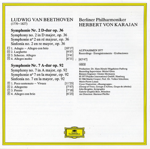 Ludwig van Beethoven / Berliner Philharmoniker / Herbert von Karajan - Symphonies Nos. 2 & 7 | Deutsche Grammophon (419 050-2) - 4
