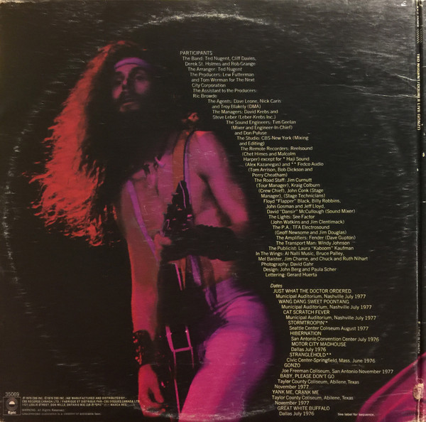 Ted Nugent - Double Live Gonzo! (2LP) [Vinyl] | Epic (KE2 35069) - 4