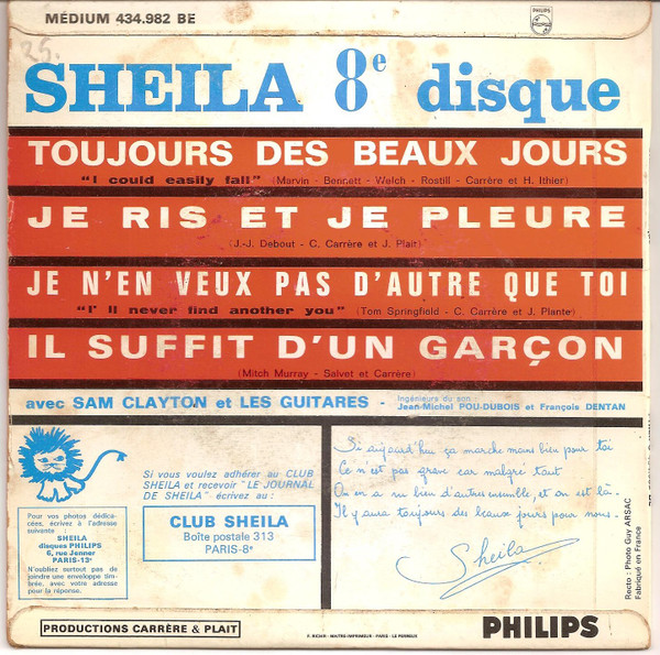 Sheila - Toujours Des Beaux Jours | Philips (434 982 BE) - 2