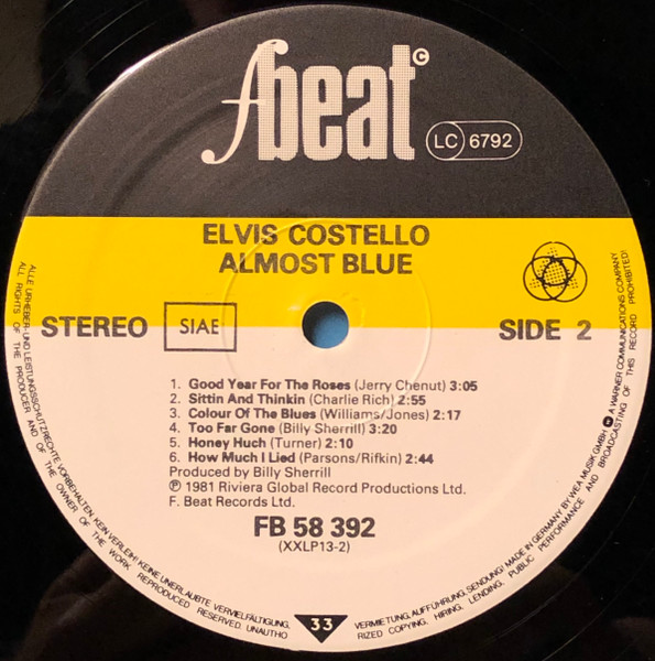Elvis Costello & The Attractions - Almost Blue | F-Beat (FB K 58 392) - 4