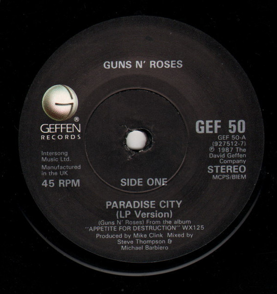 Guns N' Roses - Paradise City | Geffen Records (GEF 50) - 3 Guns N' Roses - Paradise City | Geffen Records (GEF 50) - 3