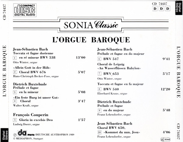 Johann Sebastian Bach , Dieterich Buxtehude And François Couperin - L'Orgue Baroque | Sonia Classic (CD 74437) - 4