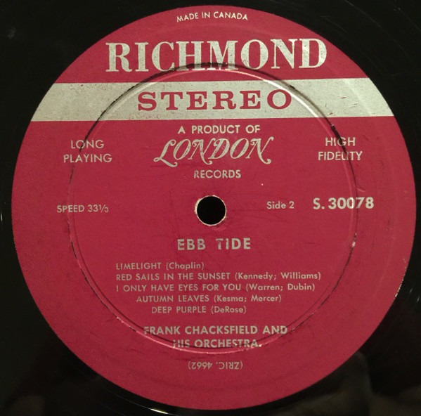 Frank Chacksfield & His Orchestra - Ebb Tide | Richmond (S 30078) - 4 Frank Chacksfield & His Orchestra - Ebb Tide | Richmond (S 30078) - 4