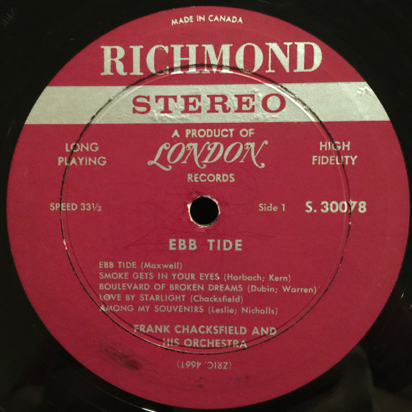 Frank Chacksfield & His Orchestra - Ebb Tide | Richmond (S 30078) - 3 Frank Chacksfield & His Orchestra - Ebb Tide | Richmond (S 30078) - 3