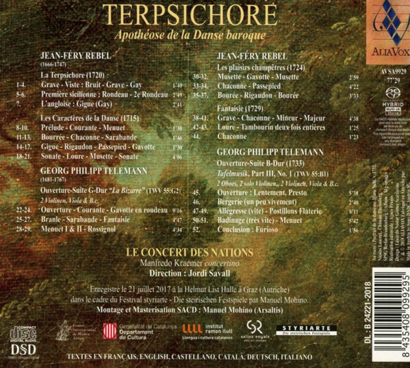 Jean-Féry Rebel , Georg Philipp Telemann , Le Concert Des Nations , Jordi Savall - TERPSICHORE: Apothéose de la Danse baroque | Alia Vox (AVSA9929) - 2 Jean-Féry Rebel , Georg Philipp Telemann , Le Concert Des Nations , Jordi Savall - TERPSICHORE: Apothéose de la Danse baroque | Alia Vox (AVSA9929) - 2