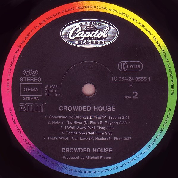 Crowded House - Crowded House | Capitol Records (1C 064-24 0555 1) - 4