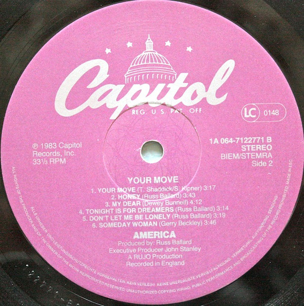 America - Your Move | Capitol Records (1A 064-7122771) - 4