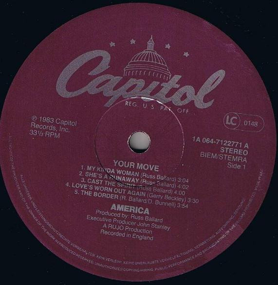 America - Your Move | Capitol Records (1A 064-7122771) - 3