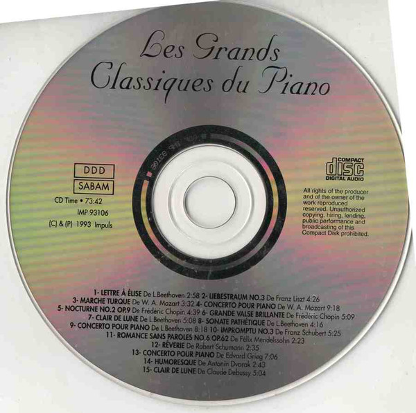 Various - Les Grands Classiques Du Piano | Impuls International (IMP 93106) - 3