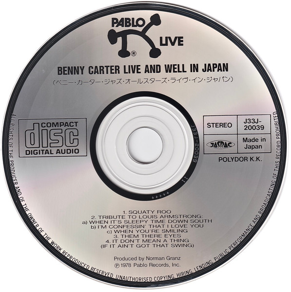 Benny Carter - 'Live And Well In Japan! | Pablo Live (J33J-20039) - 3