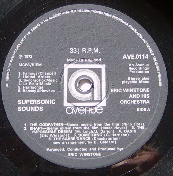 Eric Winstone & His Orchestra - Supersonic Sounds | Avenue (AVE 0114) - 3 Eric Winstone & His Orchestra - Supersonic Sounds | Avenue (AVE 0114) - 3
