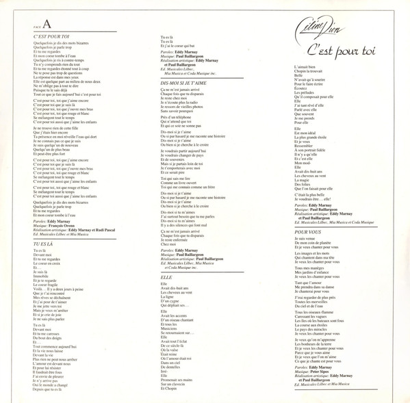 Céline Dion - C'est Pour Toi | TBS (TBS 503) - 3