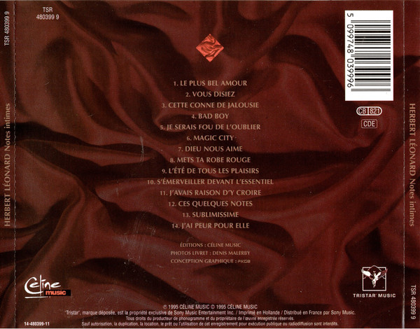 Herbert Léonard - Notes Intimes | TriStar Music (TSR 480399 2) - 2 Herbert Léonard - Notes Intimes | TriStar Music (TSR 480399 2) - 2