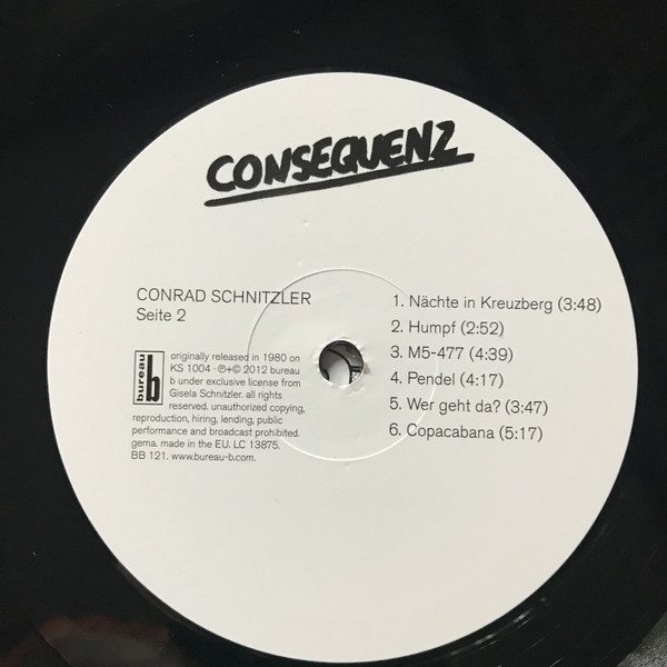 Conrad Schnitzler + Wolf Sequenza - Consequenz | Bureau B (BB 121) - 4