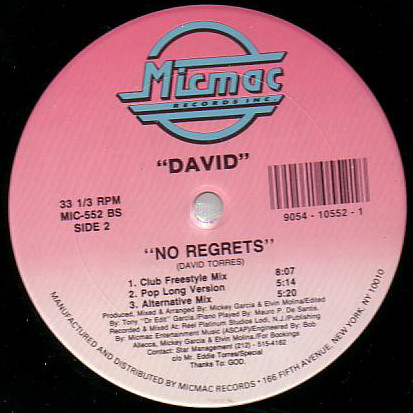 David Torres - No Regrets | Micmac Records, Inc. (MIC-552) - 2
