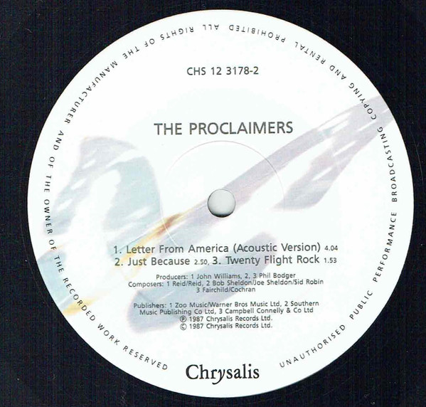 The Proclaimers - Letter From America (Band Version) | Chrysalis (CHS 12 3178) - 4