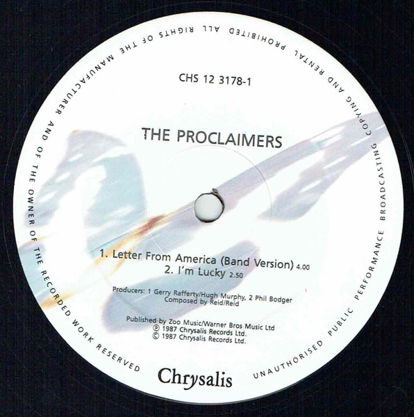 The Proclaimers - Letter From America (Band Version) | Chrysalis (CHS 12 3178) - 3