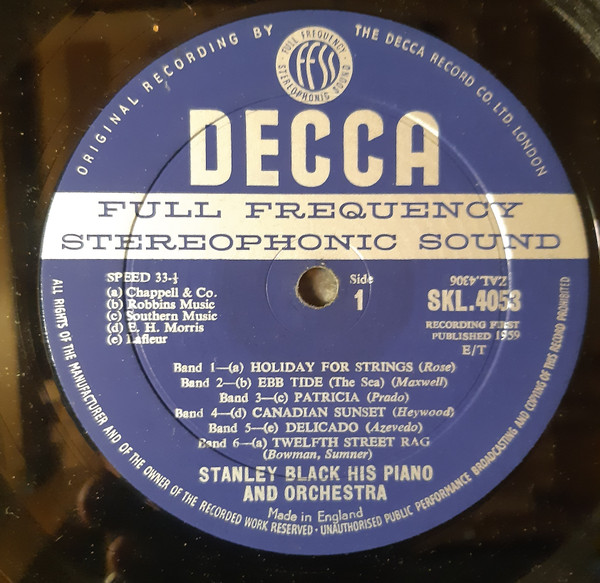 Stanley Black - Plays The Big Instrumental Hits | Decca (SKL 4053) - 2