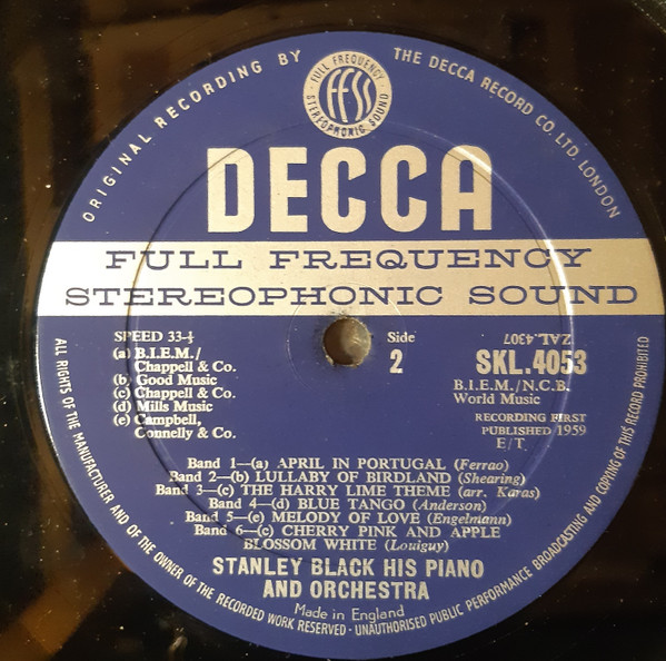 Stanley Black - Plays The Big Instrumental Hits | Decca (SKL 4053) - 3