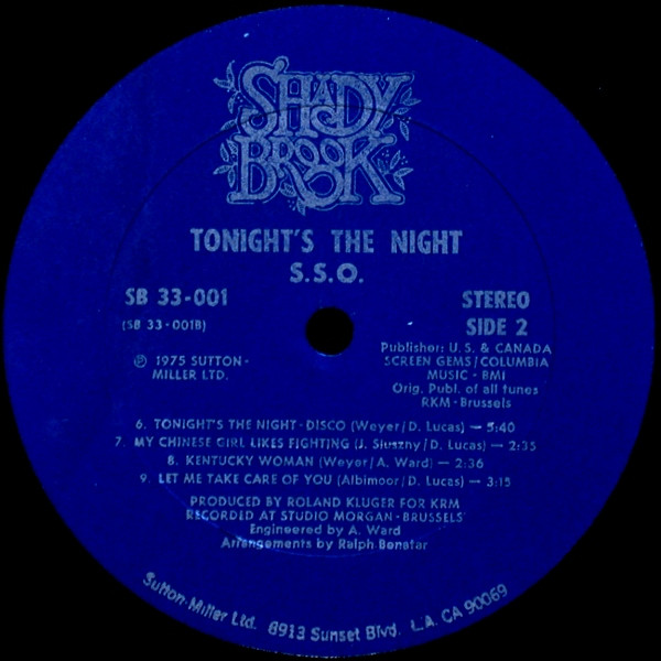 The S.S.O. Orchestra Featuring Douglas Lucas & The Sugar Sisters - Tonight's The Night | Shadybrook Records (SB 33-001) - 4 The S.S.O. Orchestra Featuring Douglas Lucas & The Sugar Sisters - Tonight's The Night | Shadybrook Records (SB 33-001) - 4