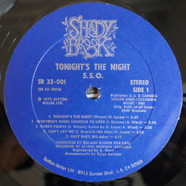 The S.S.O. Orchestra Featuring Douglas Lucas & The Sugar Sisters - Tonight's The Night | Shadybrook Records (SB 33-001) - 3 The S.S.O. Orchestra Featuring Douglas Lucas & The Sugar Sisters - Tonight's The Night | Shadybrook Records (SB 33-001) - 3