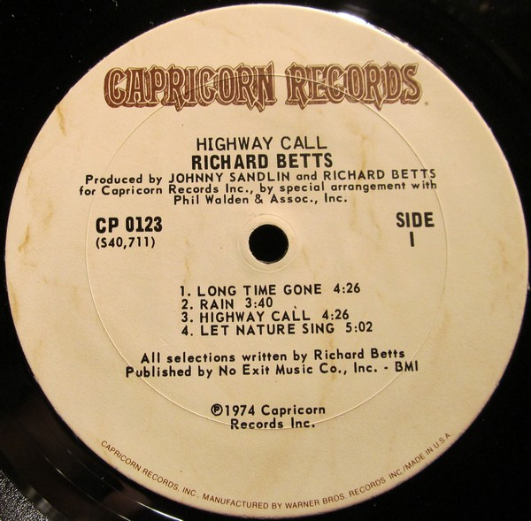 Dickey Betts - Highway Call | Capricorn Records (CP 0123) - 3