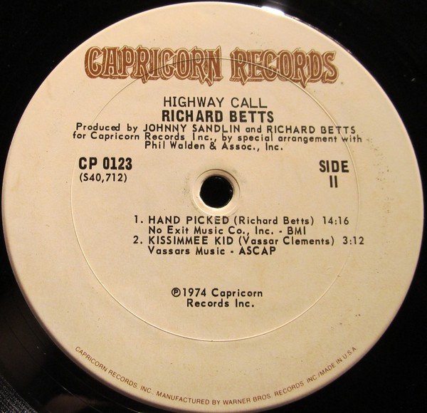 Dickey Betts - Highway Call | Capricorn Records (CP 0123) - 4