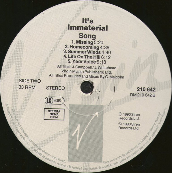 It's Immaterial - Song | Siren (SRNLP 27) - 4