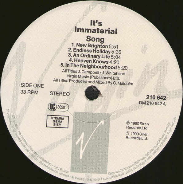 It's Immaterial - Song | Siren (SRNLP 27) - 3