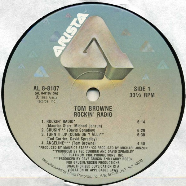 Tom Browne - Rockin' Radio | Arista (AL 8-8107) - 3