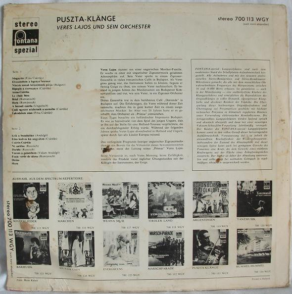 Veres Lajos And His Gipsy-Orchestra - Puszta-Klänge | Fontana (700 113 WGY) - 2