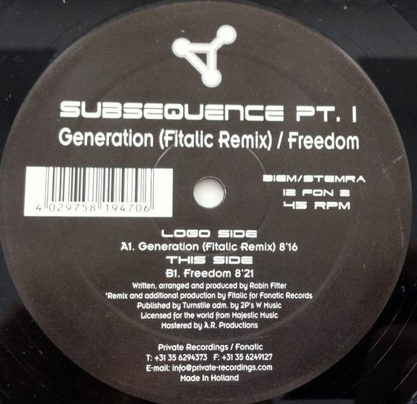 Subsequence - Subsequence Pt. 1 | Fonatic Records (12 FON 2)