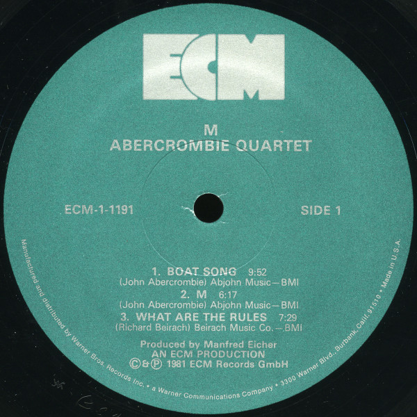 John Abercrombie Quartet - M | ECM Records (ECM-1-1191) - 3 John Abercrombie Quartet - M | ECM Records (ECM-1-1191) - 3